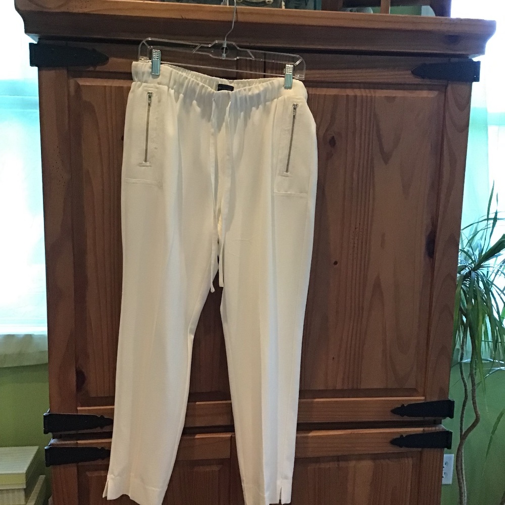 The Limited white polyester drawstring pants with zip pockets